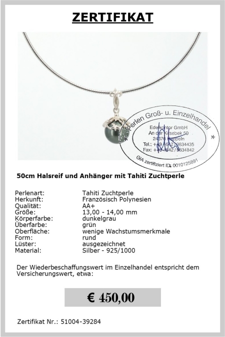 Halsreif mit Tahiti Perle bei Edelkontor