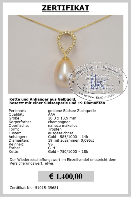 Diamant Anhnger mit Perle von Edelkontor