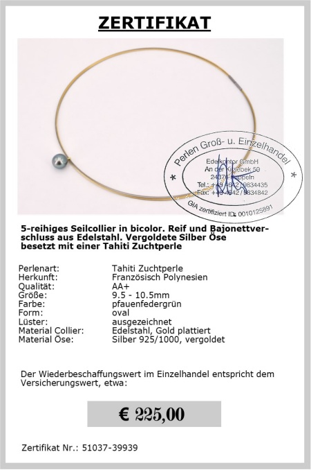 Perlen Halsreif 9.5 - 10.5 mm, Lnge 45cm