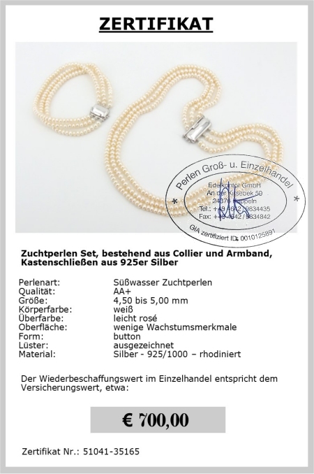 Perlen Set wei vom Edelkontor