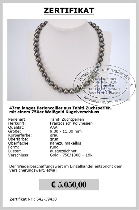 Perlenketten kaufen,Tahiti Perlen 9.0 - 11.0 mm