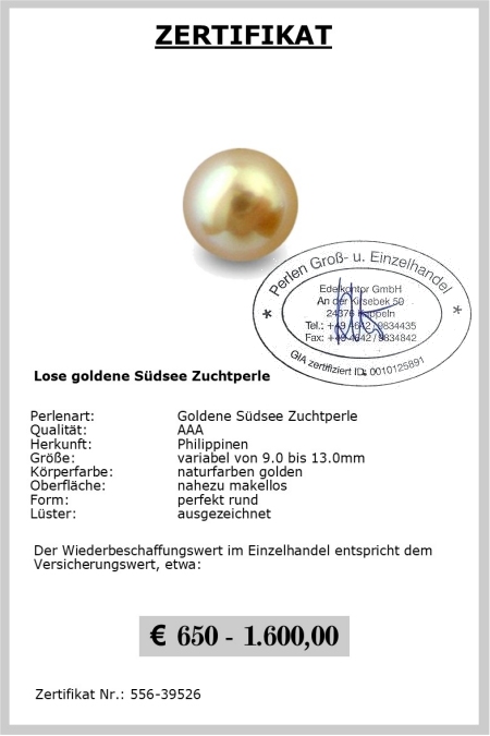 Einzelne Goldene Sdseeperle online kaufen