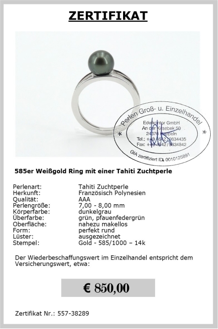 Perlenring mit Tahitiperle bei EdelKontor online bestellen