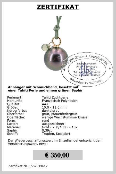 Grne Tahitiperlen vom Edelkontor