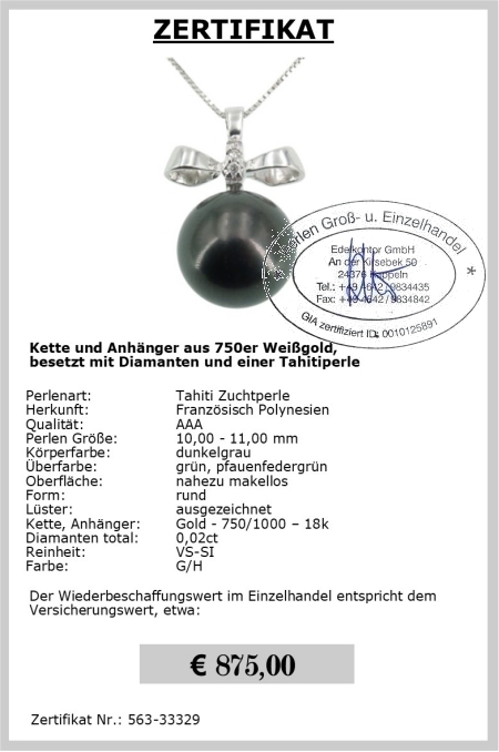 Perlen Anhnger aus Gold mit Diamanten und Tahitiperle