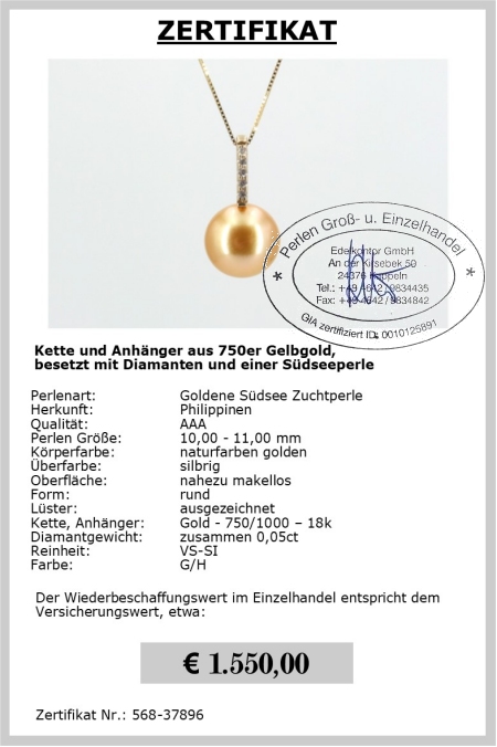 Goldener Sdsee Perlen Anhnger vom EdelKontor