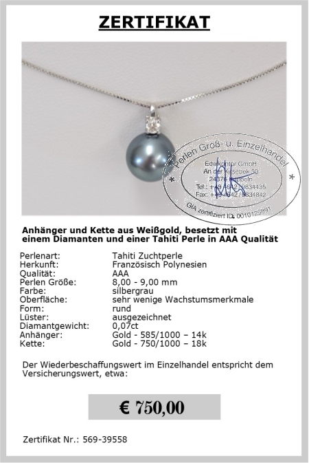 Tahiti Perlen Anhnger aus 585er Gold vom EdelKontor