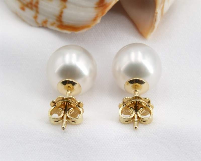 Sdsee Perlenohrringe 10.0 - 11.0 mm in Gold 750er