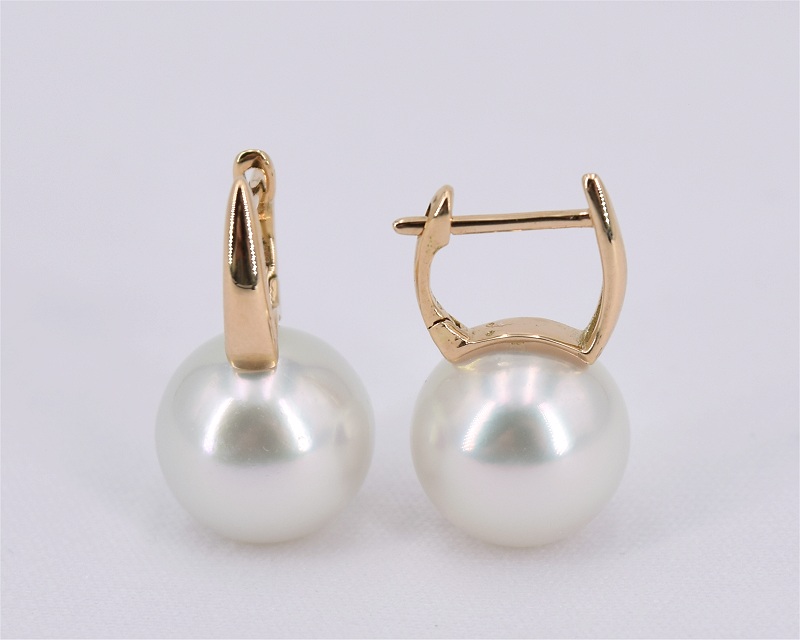 Wei�e S�dseeperlen Ohrstecker 10.0 - 11.0 mm