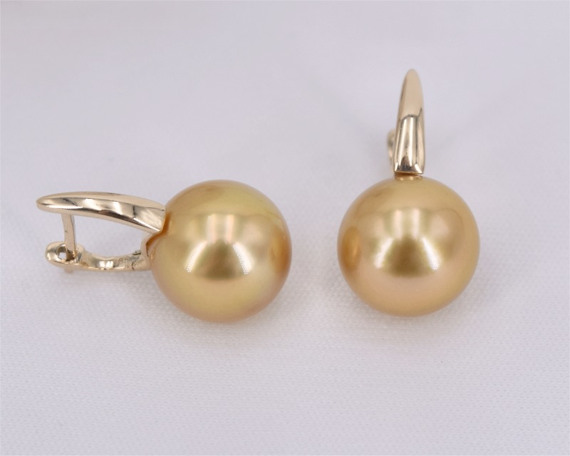 Goldene S�dsee Perlohrringe 10-11mm - Edelkontor