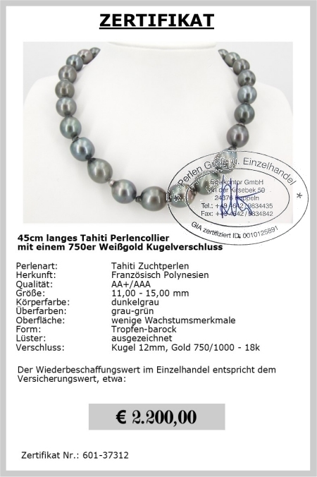 Tahiti Perlenkette direkt von der Perlenfarm
