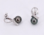 Perlen Ohrringe grau, Tahitiperlen 7.0 - 8.0 mm