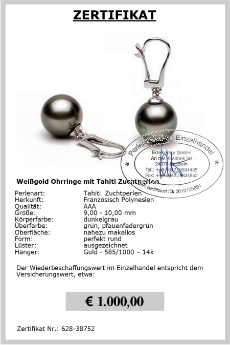 Perlen Ohrhnger mit Tahitiperlen vom Edelkontor
