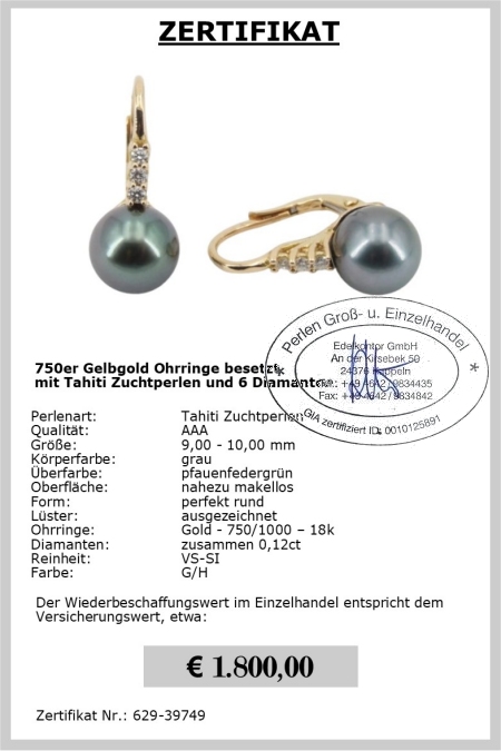 Perlohrhnger mit Tahitiperlen sicher kaufen