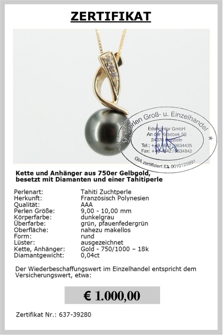 Perlen Anhnger als Perlenschmuck mit Diamanten