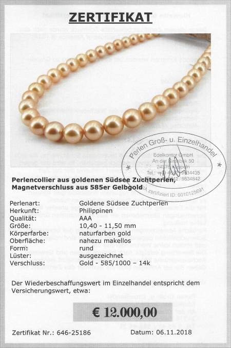 Goldene Südsee Perlenkette vom Edelkontor