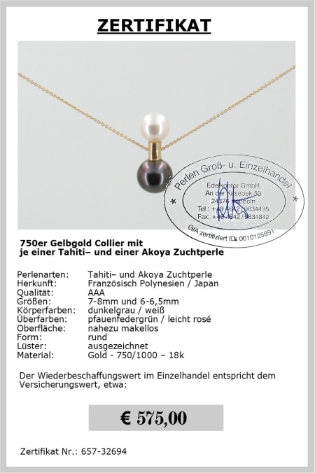 Gelbgold Kette mit Perlen vom Edelkontor