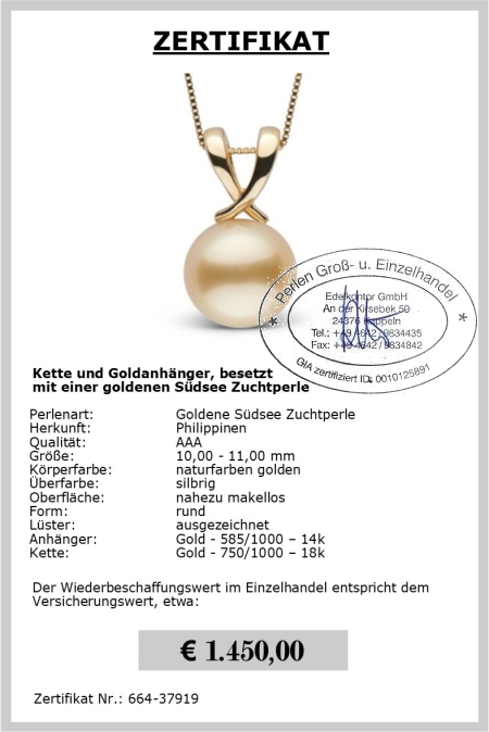 Perlen Anhnger aus 585er Gelbgold  vom Edelkontor