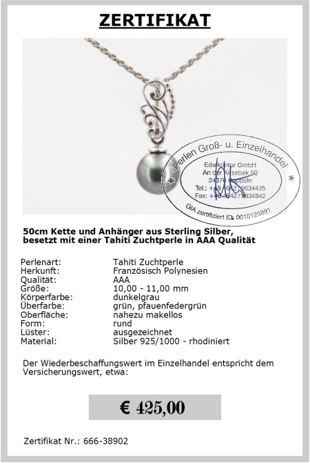 Perlenanhnger Silber vom Edelkontor