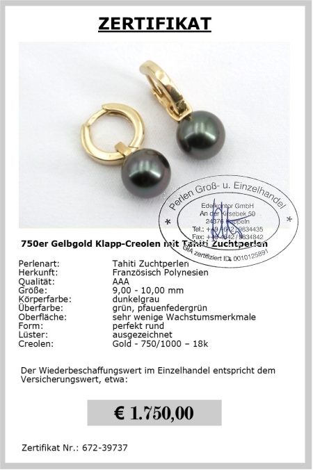 Creolen mit Tahitiperlen aus 750er Gold online kaufen