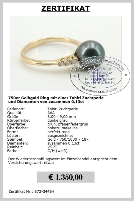 Perlenring Tahiti mit Diamanten jetzt online bestellen