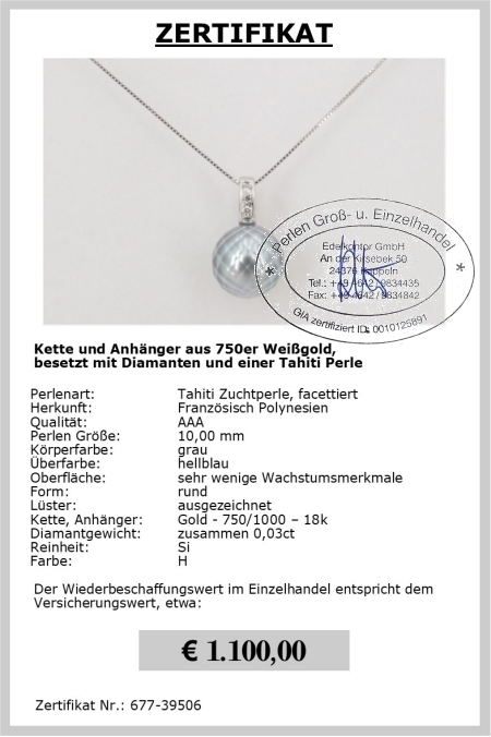 Perlen Anhnger mit facettierter Tahiti Perle