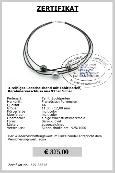 Tahitiperle Lederband vom Edelkontor