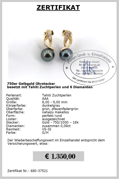 Perlen Ohrstecker mit Diamant sicher online kaufen