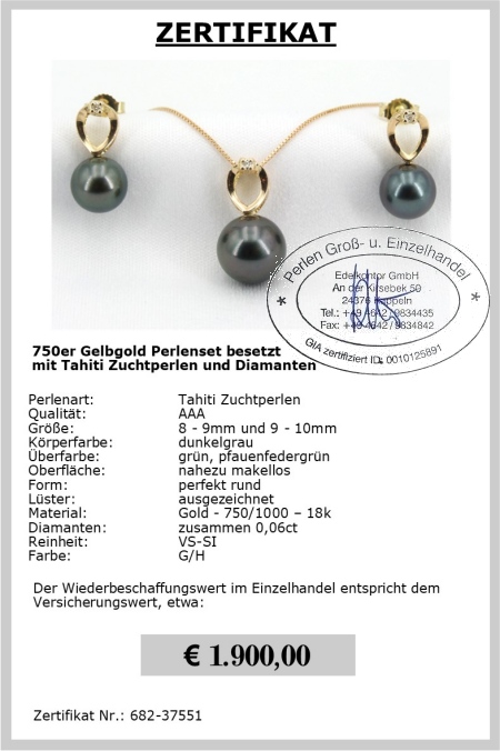 Perlen Set mit Tahiti Perlen und Diamanten