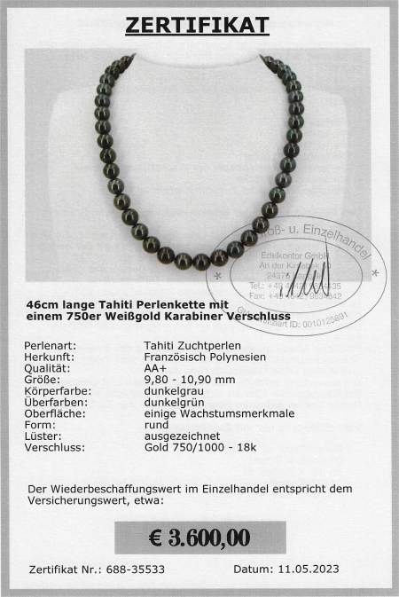 Tahitiperlen Halskette vom Edelkontor