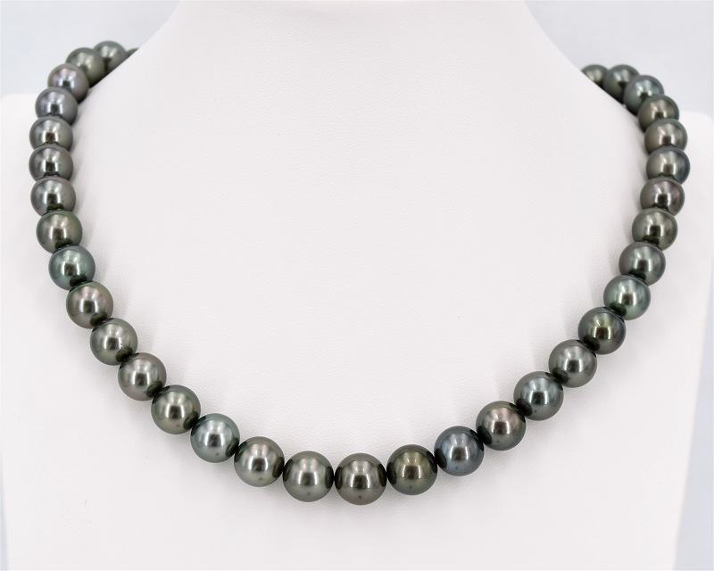 Tahitiperlen Halskette, AAA Qualit�t 10.0 - 10.9 mm