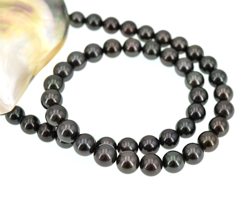 Tahitiperlen Perlenkette Anthrazit 8.0 - 9.0 mm, AAA Qualit�t