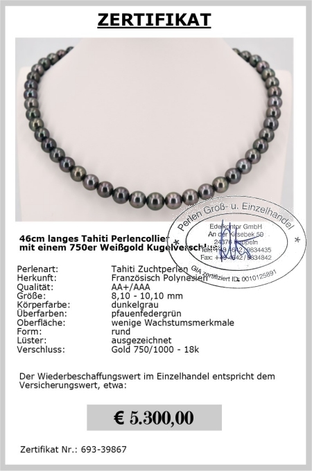 Tahitiperlen Collier direkt von der Perlenfarm