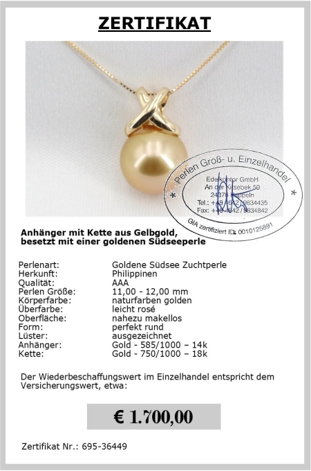 Perlen Anhnger mit groer Sdseeperle vom EdelKontor