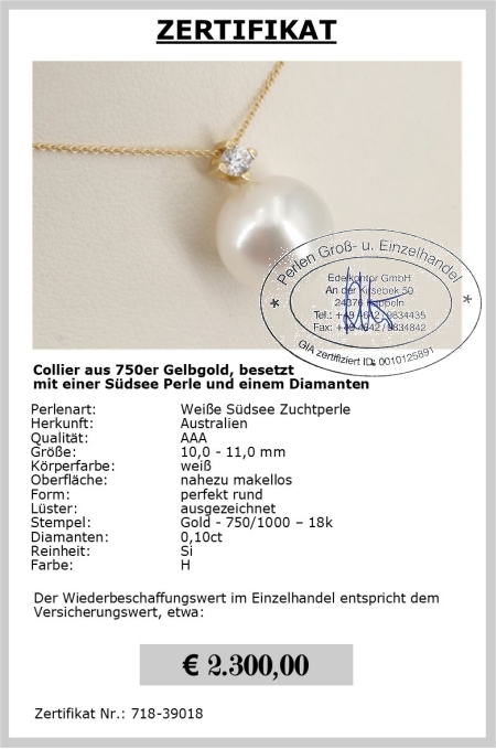 Gelbgold Collier mit Perle sicher online kaufen