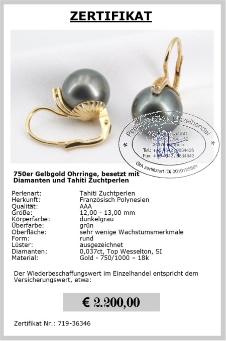 Groe Perlenohrringe in 750er Gold jetzt kaufen
