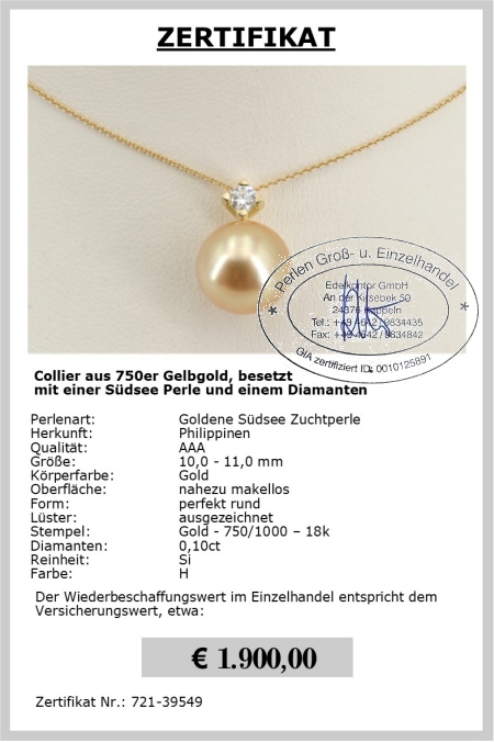Diamantcollier mit Sdseeperle bequem bestellen