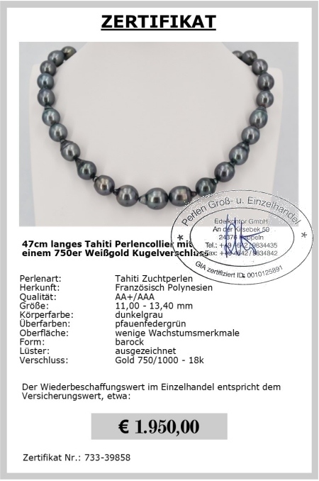 Tahiti Perlen Halskette direkt von der Perlenfarm