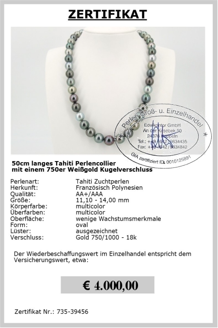 Echte Perlenkette mit Tahiti Perlen online bestellen