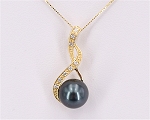 Edler Tahiti Perlen Anhnger mit Brillanten 0,06 ct | Rund 8,0 - 9,0 mm AAA | Anhnger Gold 585er